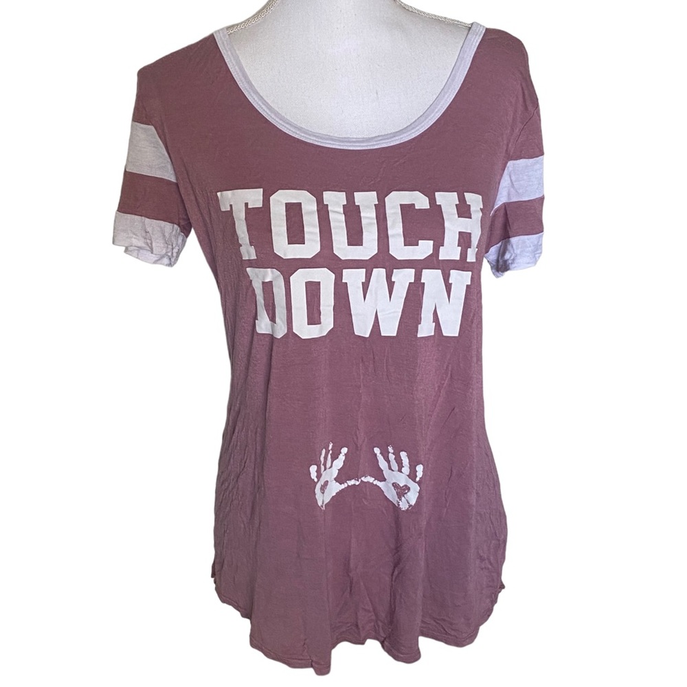 French Pastry | Womens Rose Petal Pink “Touch Down” Maternity T shirt Size XL